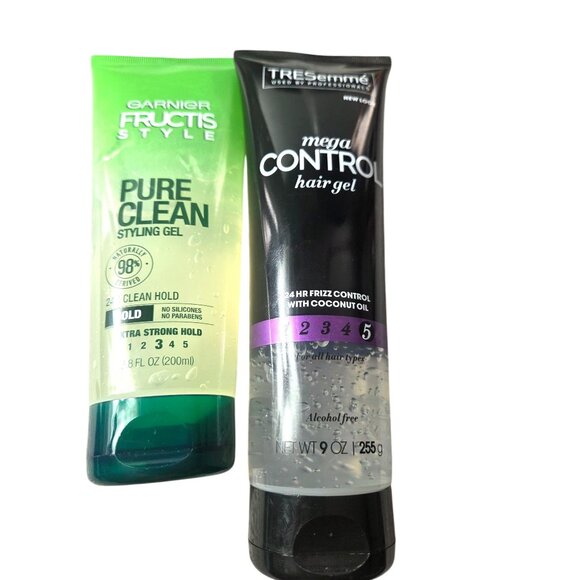 Garnier Fructis Pure Styling Gel 6.8 Oz*TRESemmé Mega Control Hair Gel 9 Oz*New - Picture 1 of 3